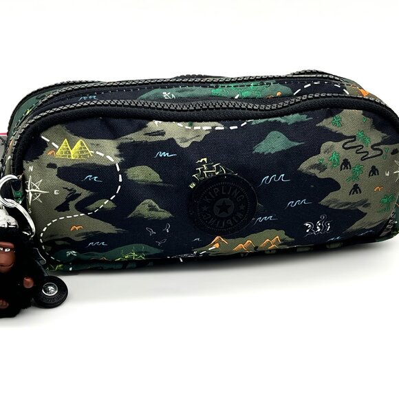 Kipling GITROY Large Pen Case Pouch, Camo Treasure - NEW - Picture 1 of 13